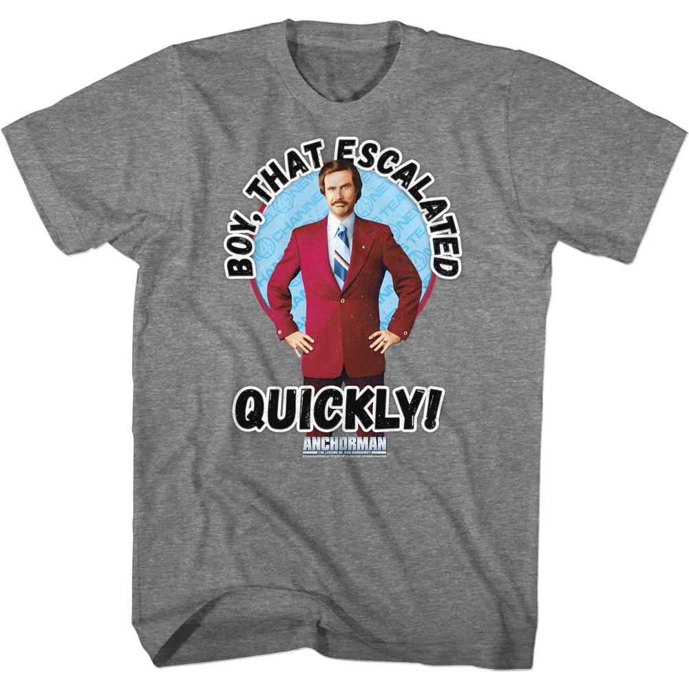 Anchorman - Escalated Quickly - Short Sleeve - Heather - Adult - T-Shirt