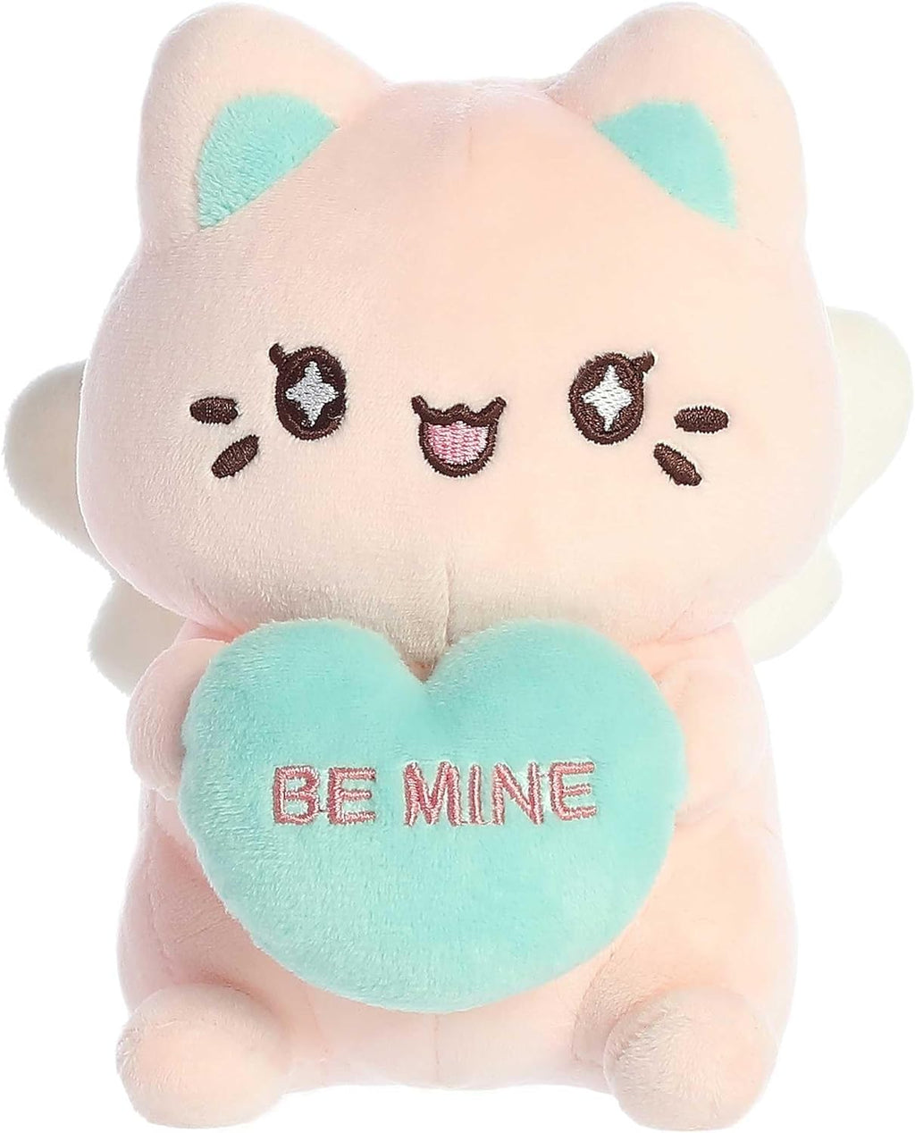 Aurora Enchanting Tasty Peach Pink Candy Heart Sitting Meowchi Plush 7in