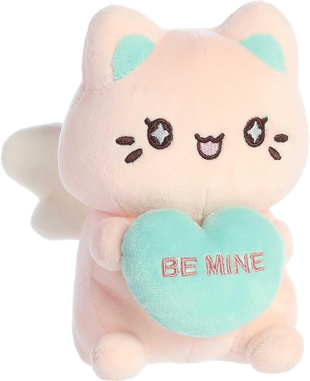 Aurora Enchanting Tasty Peach Pink Candy Heart Sitting Meowchi Plush 7in