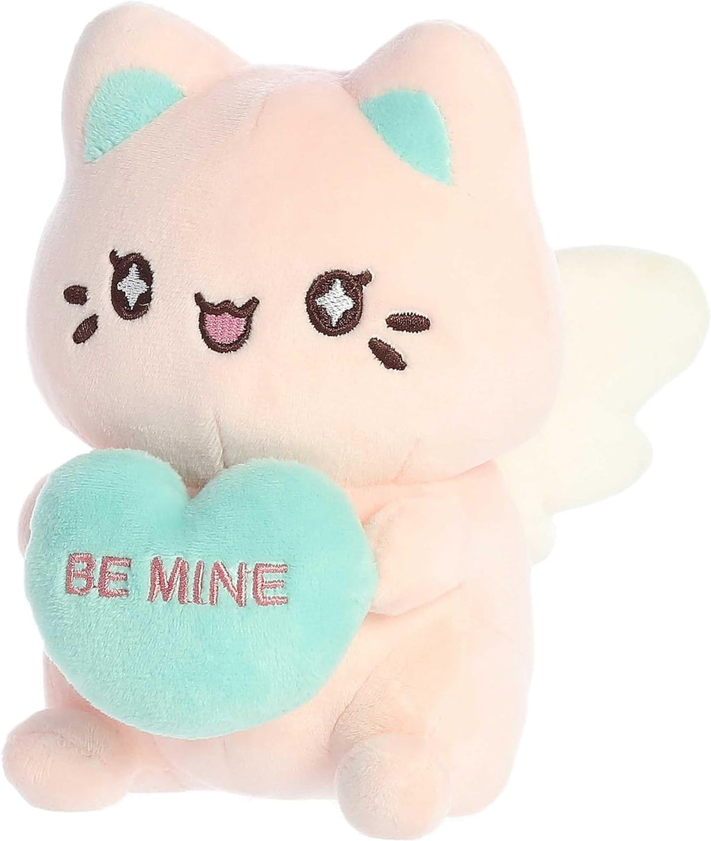 Aurora Enchanting Tasty Peach Pink Candy Heart Sitting Meowchi Plush 7in