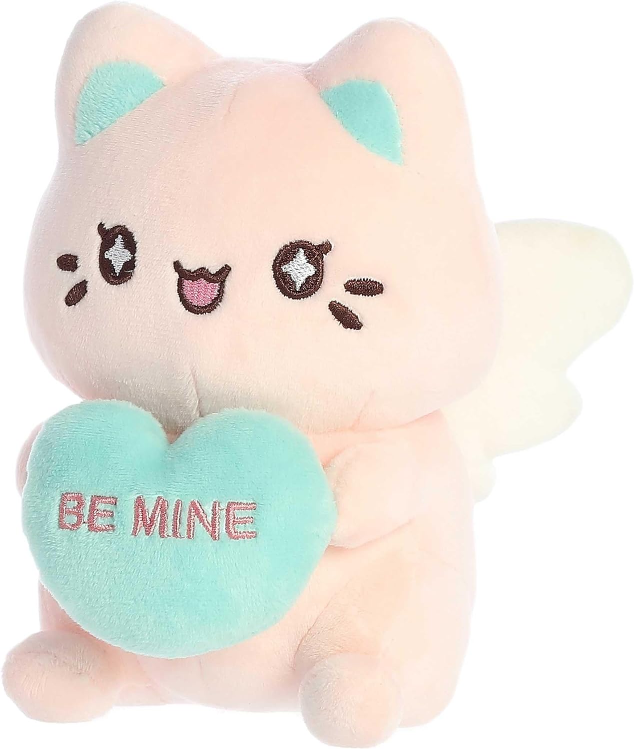 Aurora Enchanting Tasty Peach Pink Candy Heart Sitting Meowchi Plush 7in