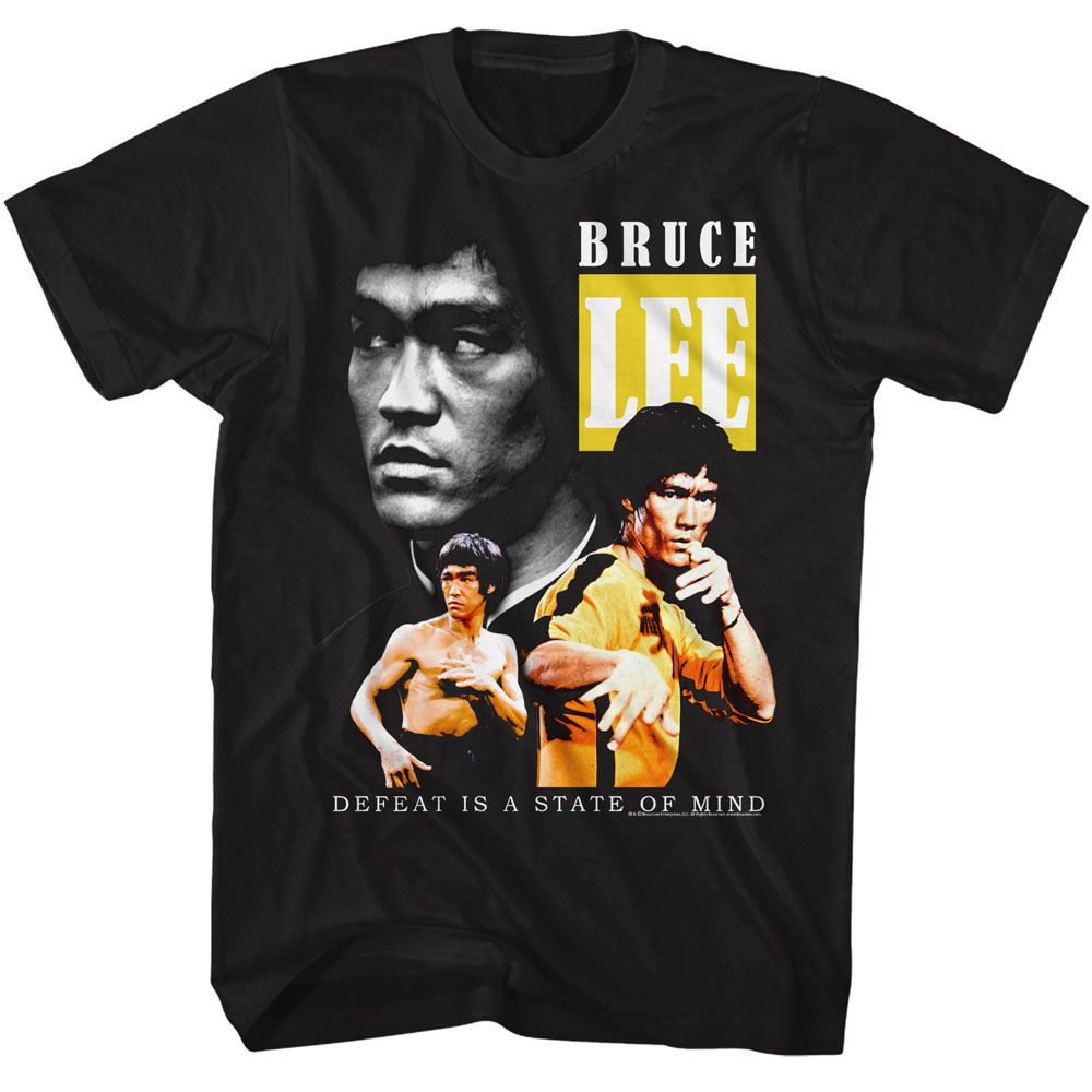 Bruce Lee - Triple - Black Front Print Short Sleeve Solid Adult T-Shirt
