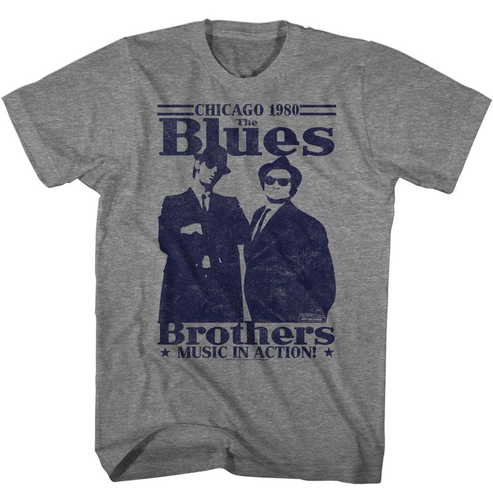 The Blues Brothers - Music In Action - Short Sleeve - Heather - Adult - T-Shirt