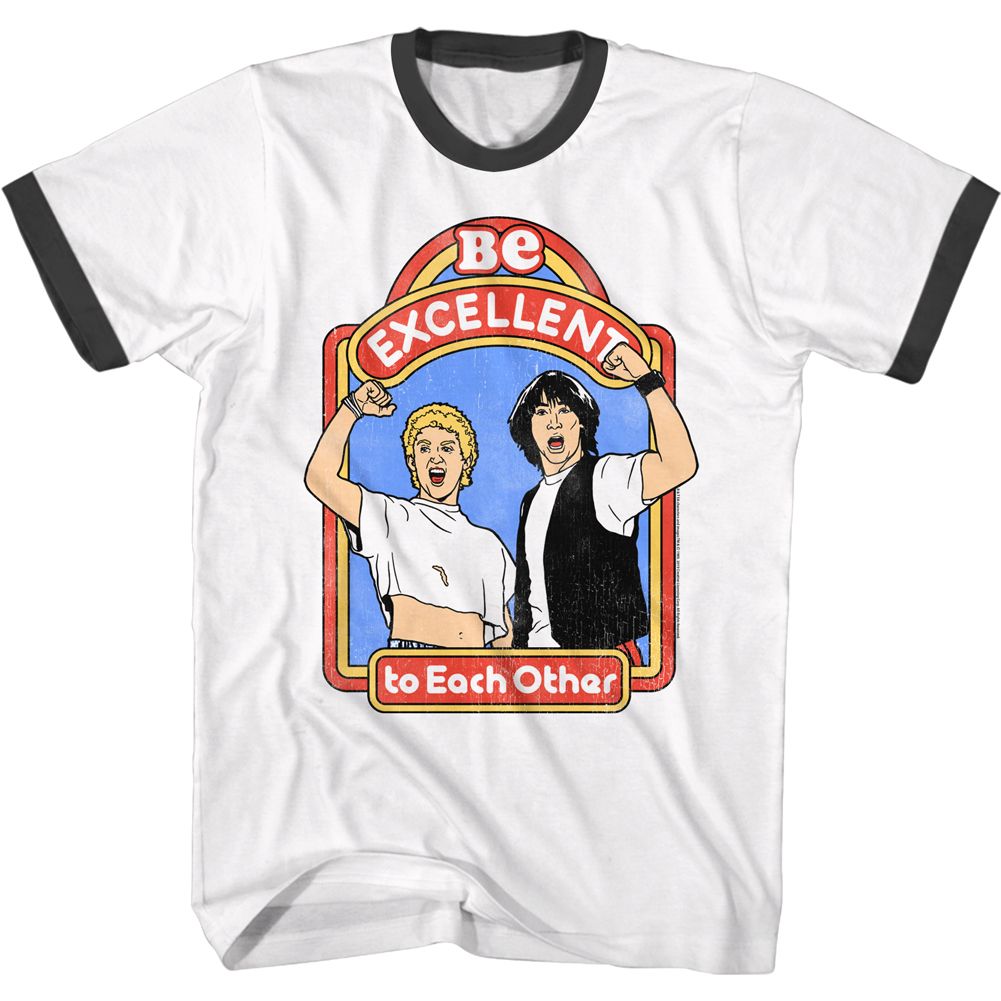 Bill And Ted - Excellent Storybook - Short Sleeve - Adult - Ringer T-Shirt