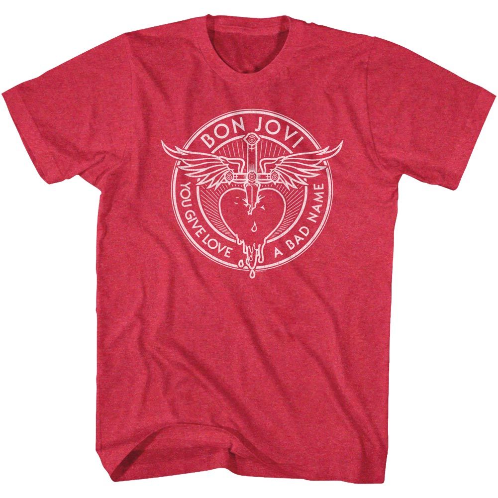 Bon Jovi - Bad Name - Short Sleeve - Heather - Adult - T-Shirt
