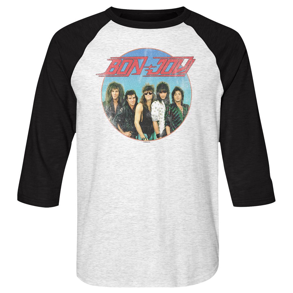 Bon Jovi - Vintage Band Shot - 3/4 Sleeve - Heather - Adult - Raglan Shirt