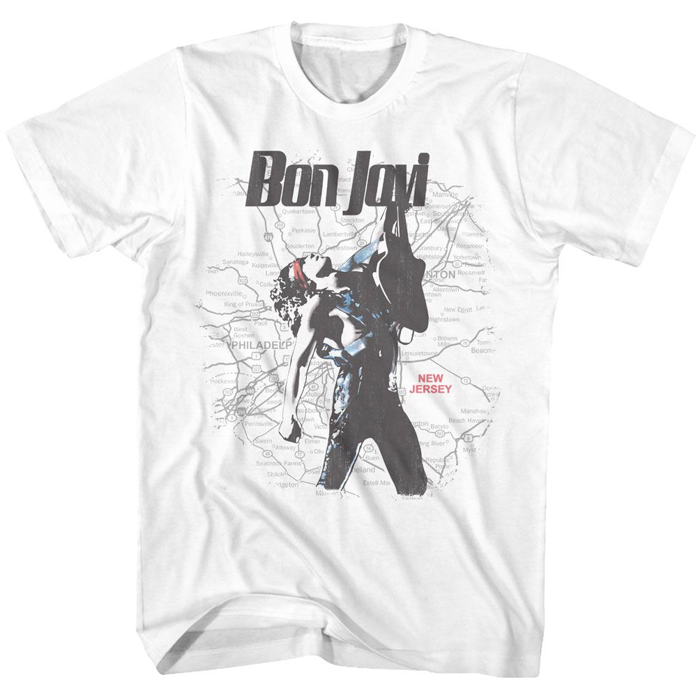 Bon Jovi - Jersey Map - Short Sleeve - Adult - T-Shirt
