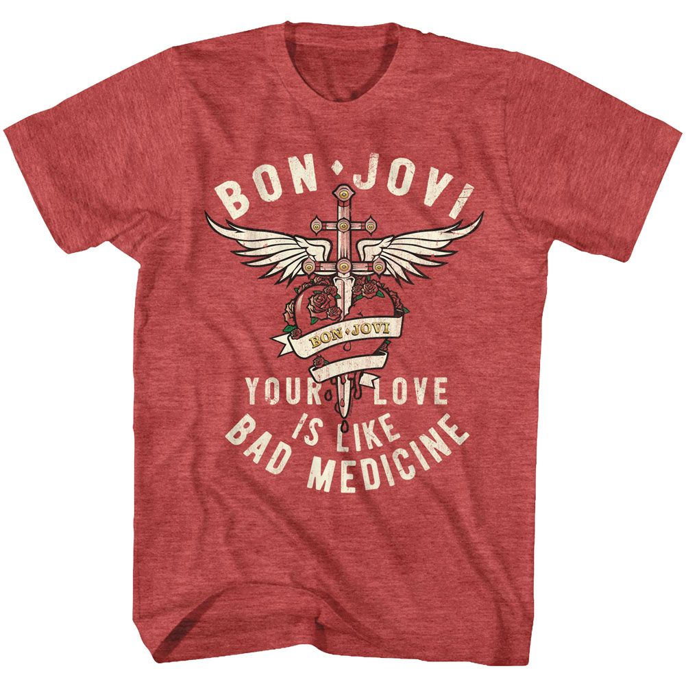 Bon Jovi - Bad Medicine - Short Sleeve - Heather - Adult - T-Shirt