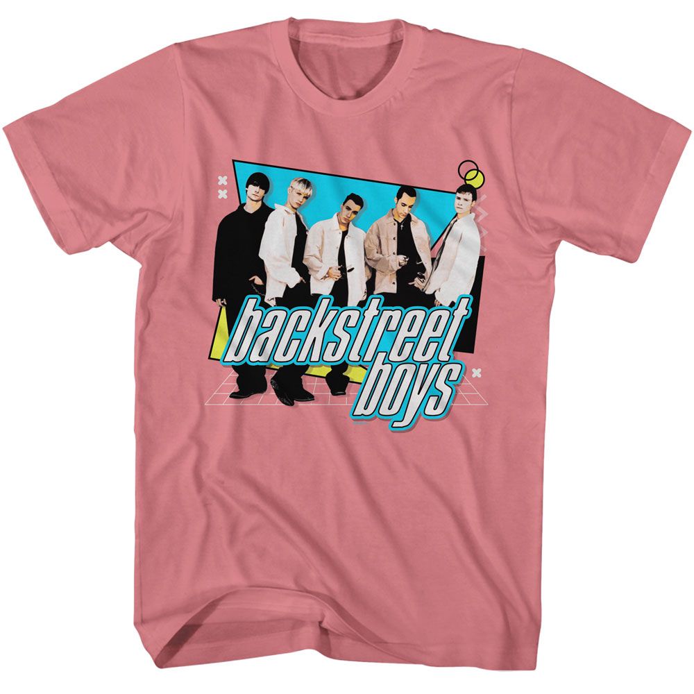 Backstreet Boys - Geometric Shapes - Pink Front Print Short Sleeve Adult T-Shirt