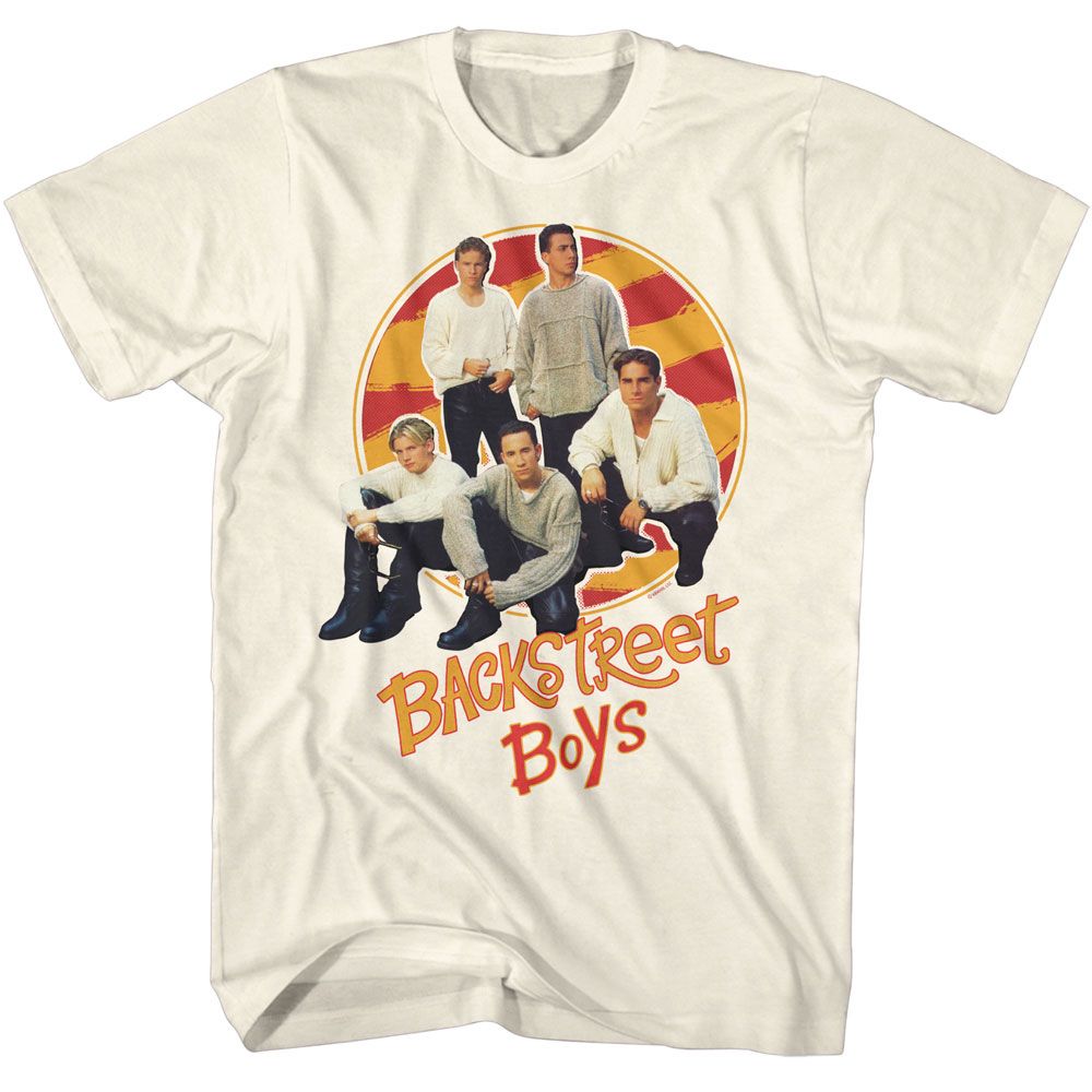 Backstreet Boys - Posing - Off-White Front Print Short Sleeve Adult T-Shirt