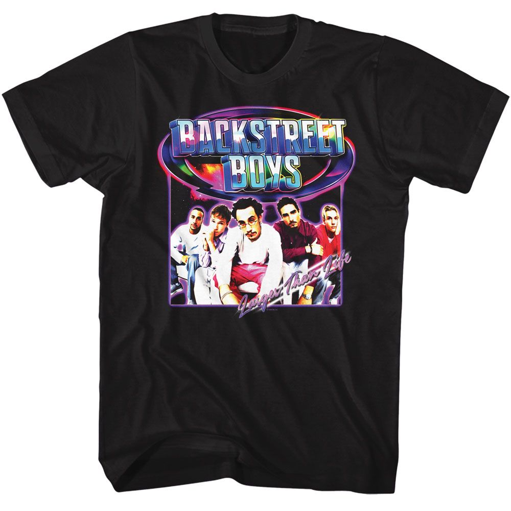 Backstreet Boys - Y2K Rainbow Shine - Black Short Sleeve Adult T-Shirt