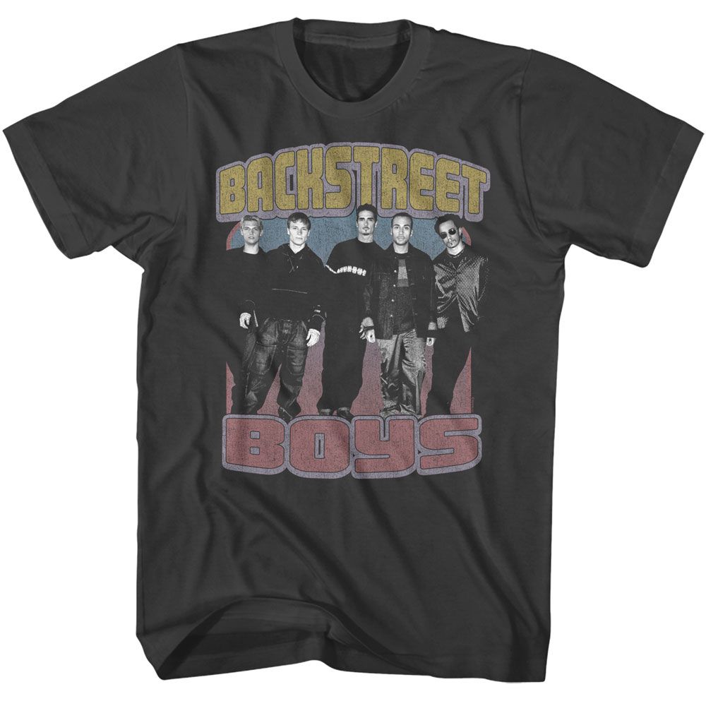 Backstreet Boys - Faded Colors - Gray Front Print Short Sleeve Adult T-Shirt