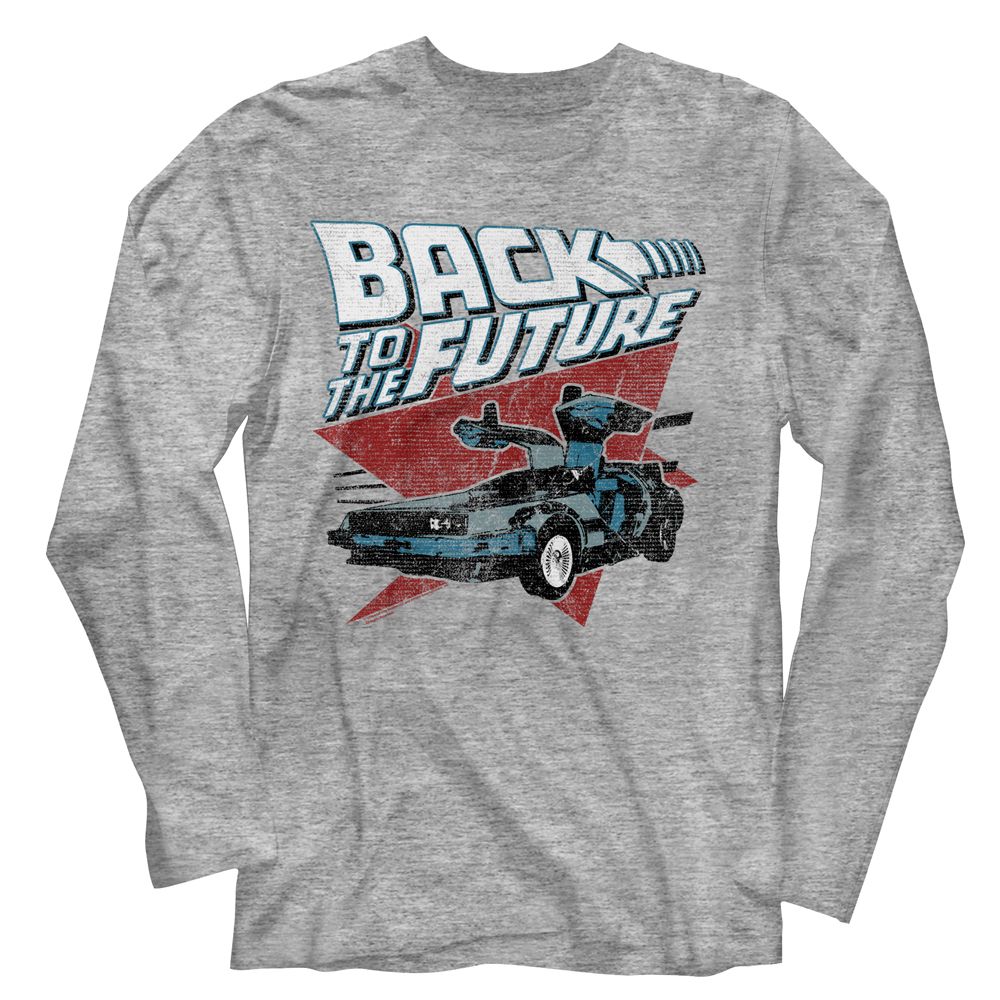 Back To The Future - Logo Traingle Car - Long Sleeve - Heather - Adult - T-Shirt