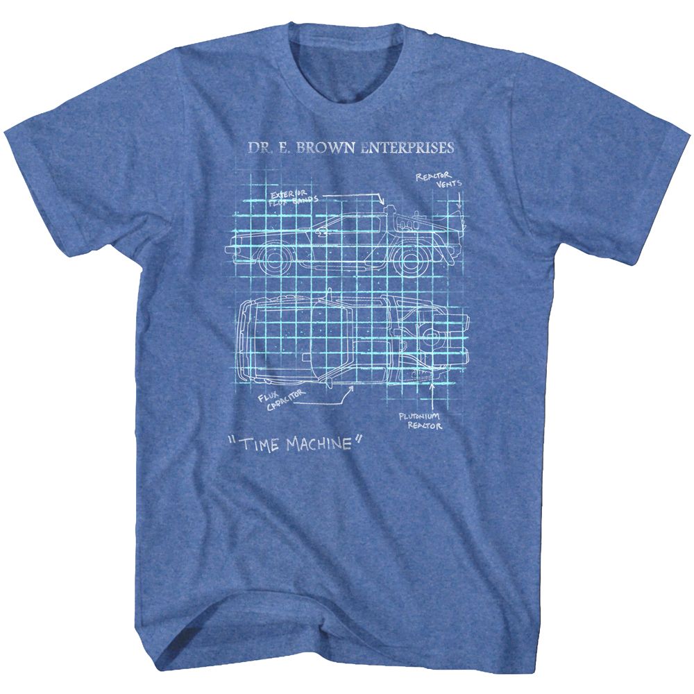 Back To The Future - Delorean Schematic - Short Sleeve - Heather - Adult - T-Shirt