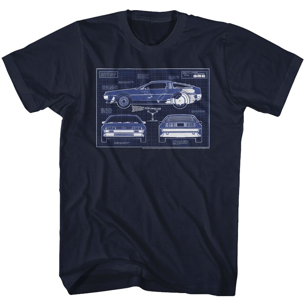 Back To The Future - Blueprints - Short Sleeve - Adult - T-Shirt
