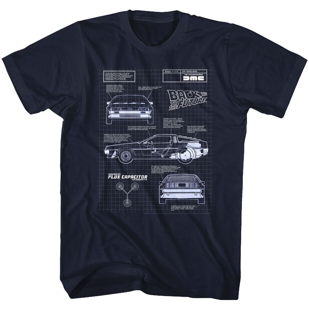 Back To The Future - Blueprint - Short Sleeve - Adult - T-Shirt