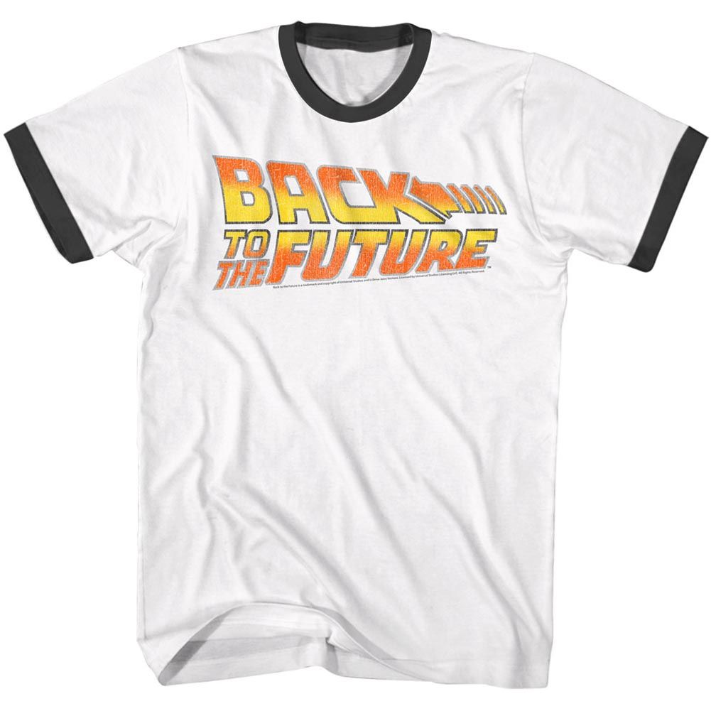 Back To The Future - Worn Logo - Short Sleeve - Adult - Ringer T-Shirt