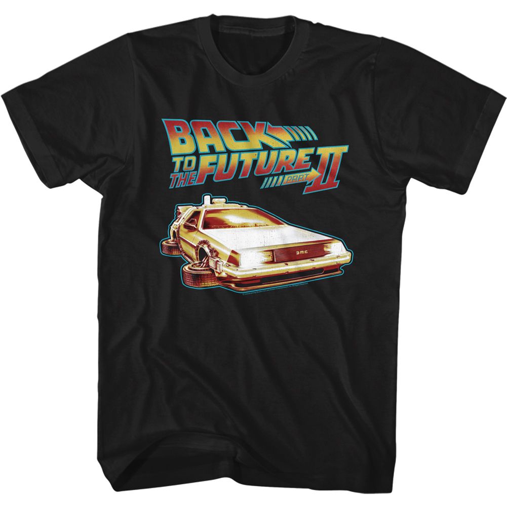 Back To The Future - Car With Flat Wheels - Short Sleeve - Adult - T-Shirt