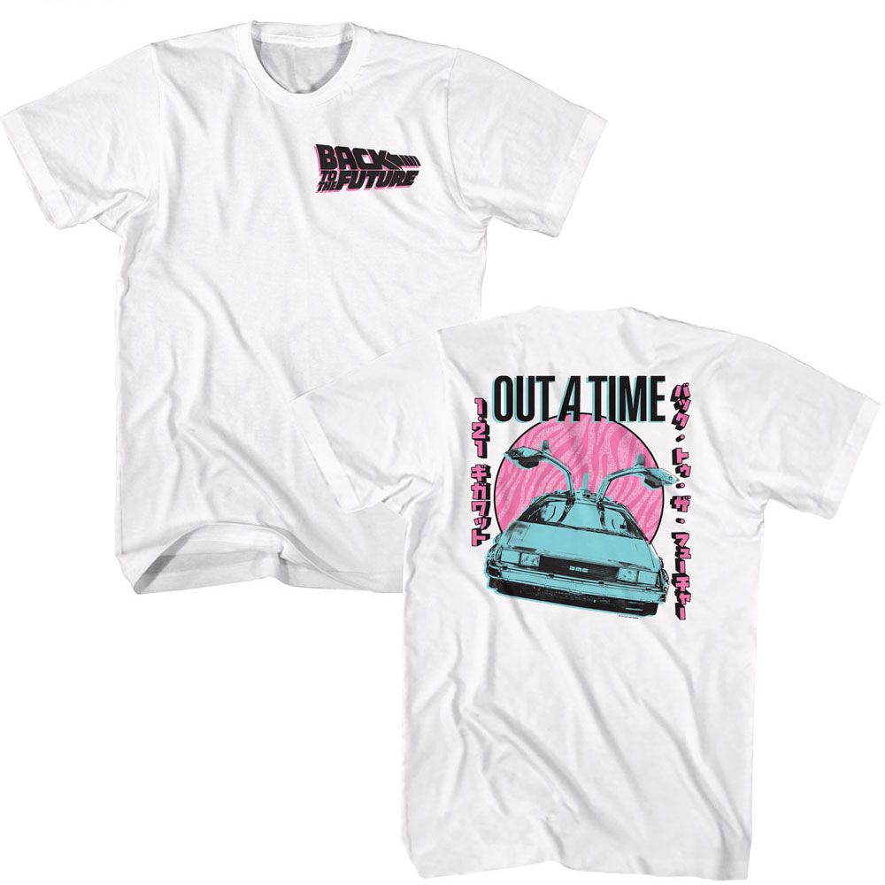 Back To The Future Outatime Pastel 2-Sided White Adult Short Sleeve T-Shirt