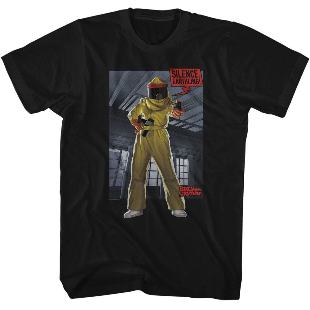 Back To The Future - Silence Earthling - Black Short Sleeve Adult T-Shirt
