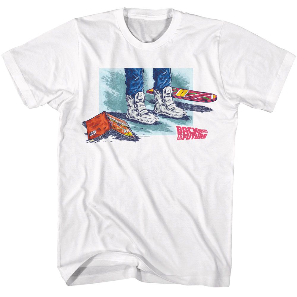 Back To The Future - Shoes Comic Hoverboard - White Short Sleeve Adult T-Shirt