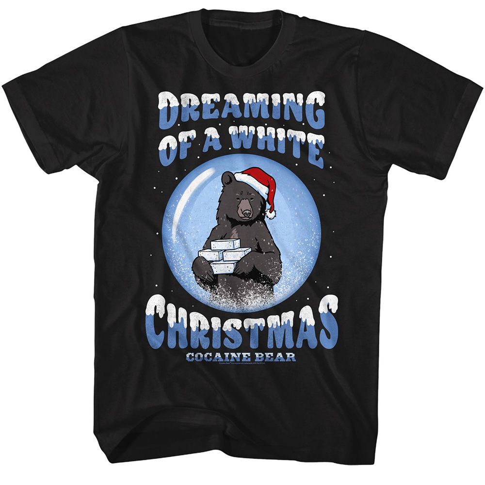 Cocaine Bear - Dreaming Of White Xmas - Licensed Adult Short Sleeve T-Shirt
