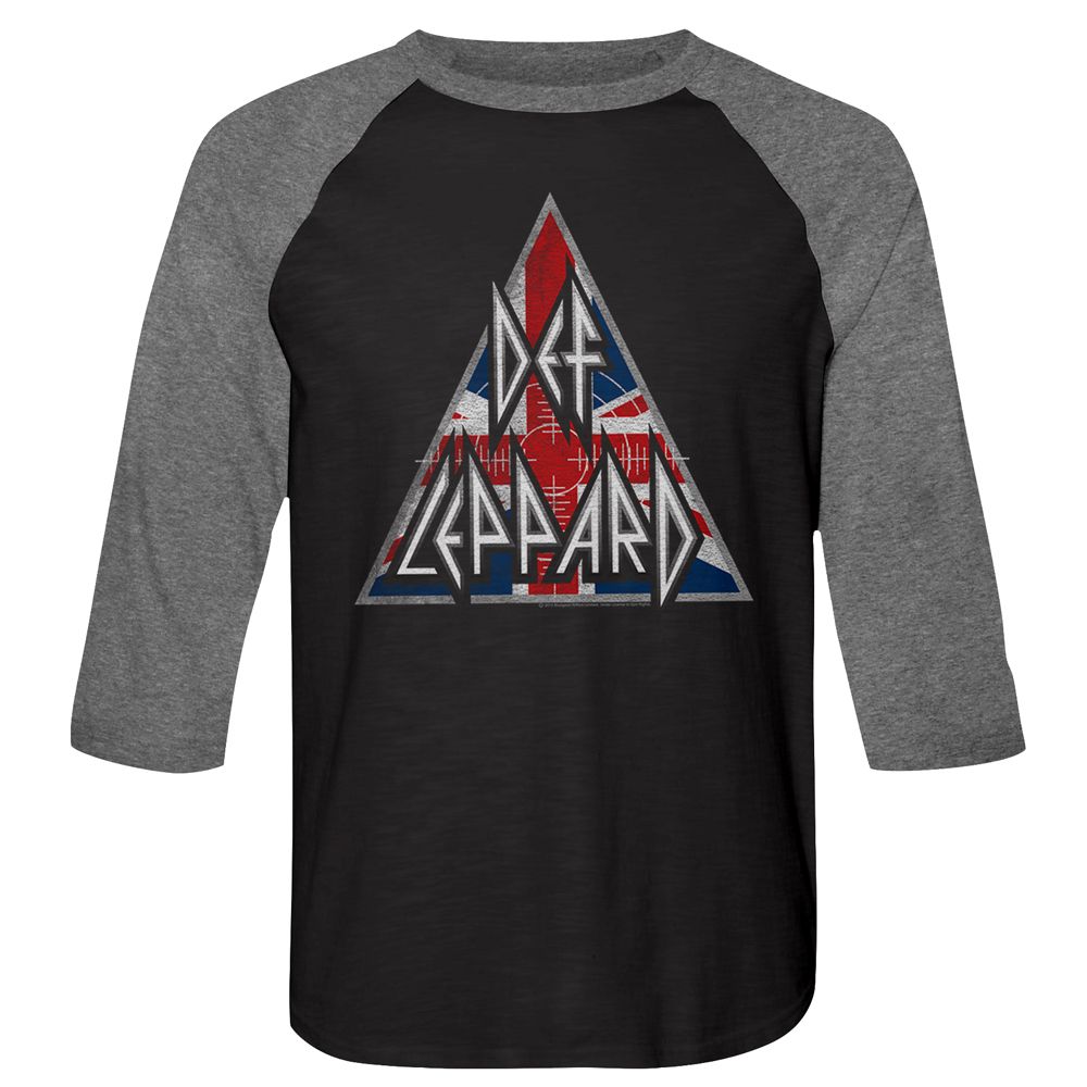 Def Leppard - Brit Logo - 3/4 Sleeve - Heather - Adult - Raglan Shirt