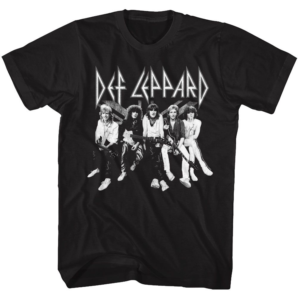 Def Leppard - Black & White Group Photo - Short Sleeve - Adult - T-Shirt