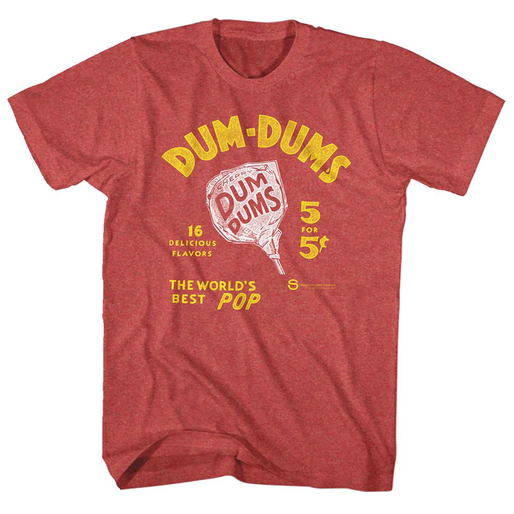 Dum Dums - Worlds Best Pop - Short Sleeve - Heather - Adult - T-Shirt