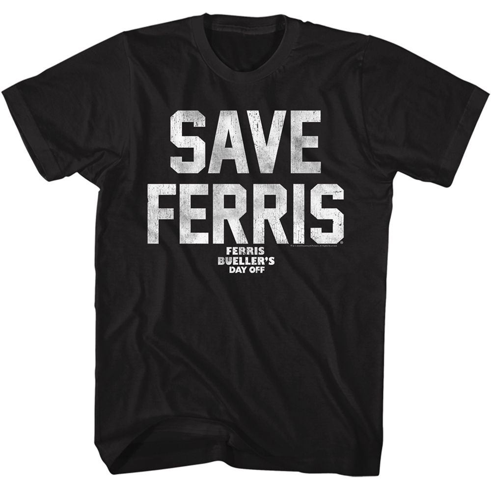 Ferris Beuller's Day Off - Save Ferris White Ink - Short Sleeve - Adult - T-Shirt