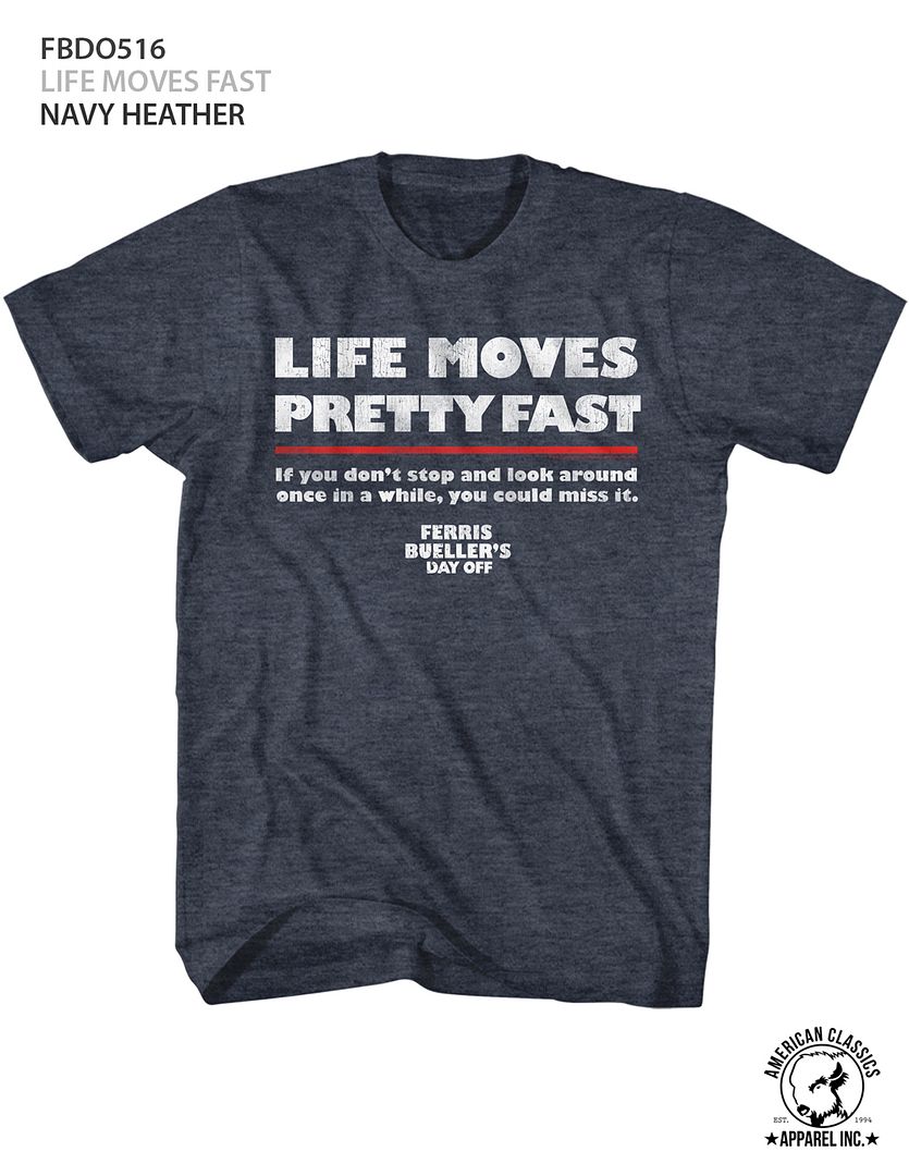 Ferris Beuller's Day Off - Life Moves Fast - Short Sleeve - Heather - Adult - T-Shirt