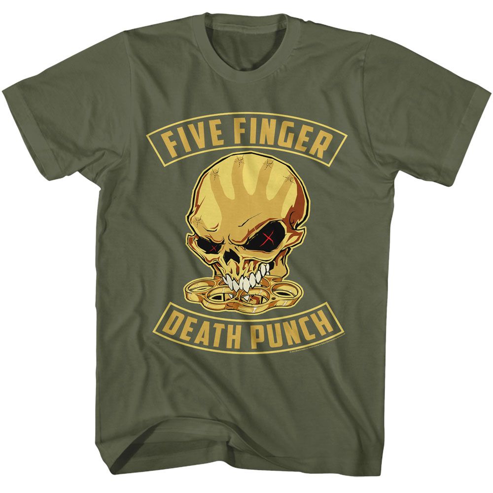 Five Finger Death Punch - Skull And Knuckles - Green Short Sleeve Adult T-Shirt