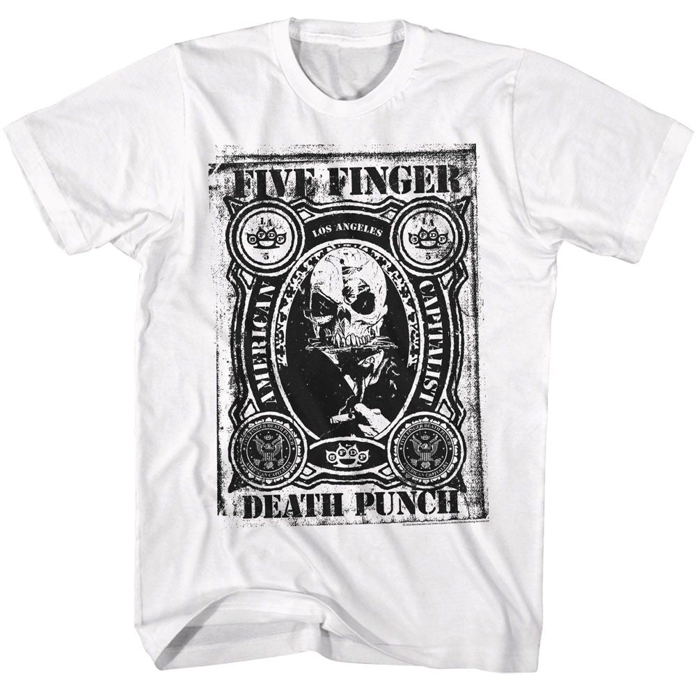 Five Finger Death Punch - American Capitalist - White Short Sleeve Adult T-Shirt