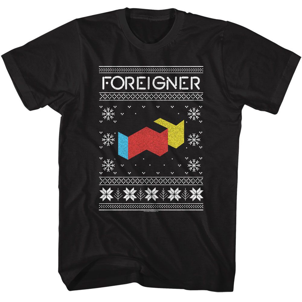 Foreigner - F Logo Xmas Sweater - Licensed - Adult Short Sleeve T-Shirt