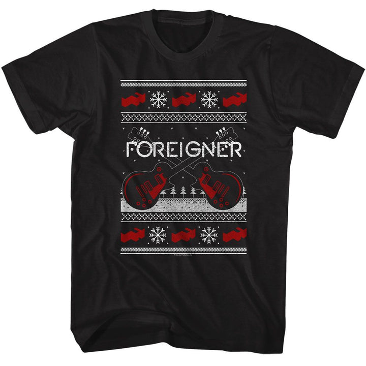Foreigner - Christmas Xmas Sweater - Licensed - Adult Short Sleeve T-Shirt