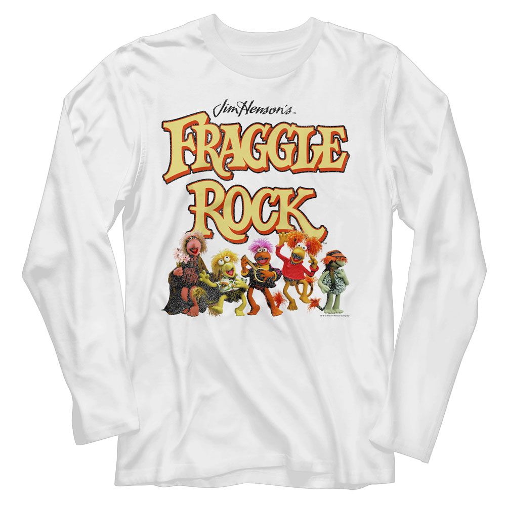 Fraggle Rock - And Logo - White Front Print Long Sleeve Solid Adult T-Shirt