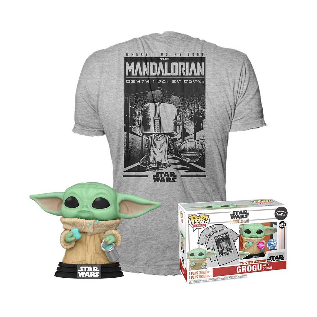 Funko Pop! & Tee Star Wars: The Mandalorian - Grogu with Cookie and Unisex T-Shirt Exclusive