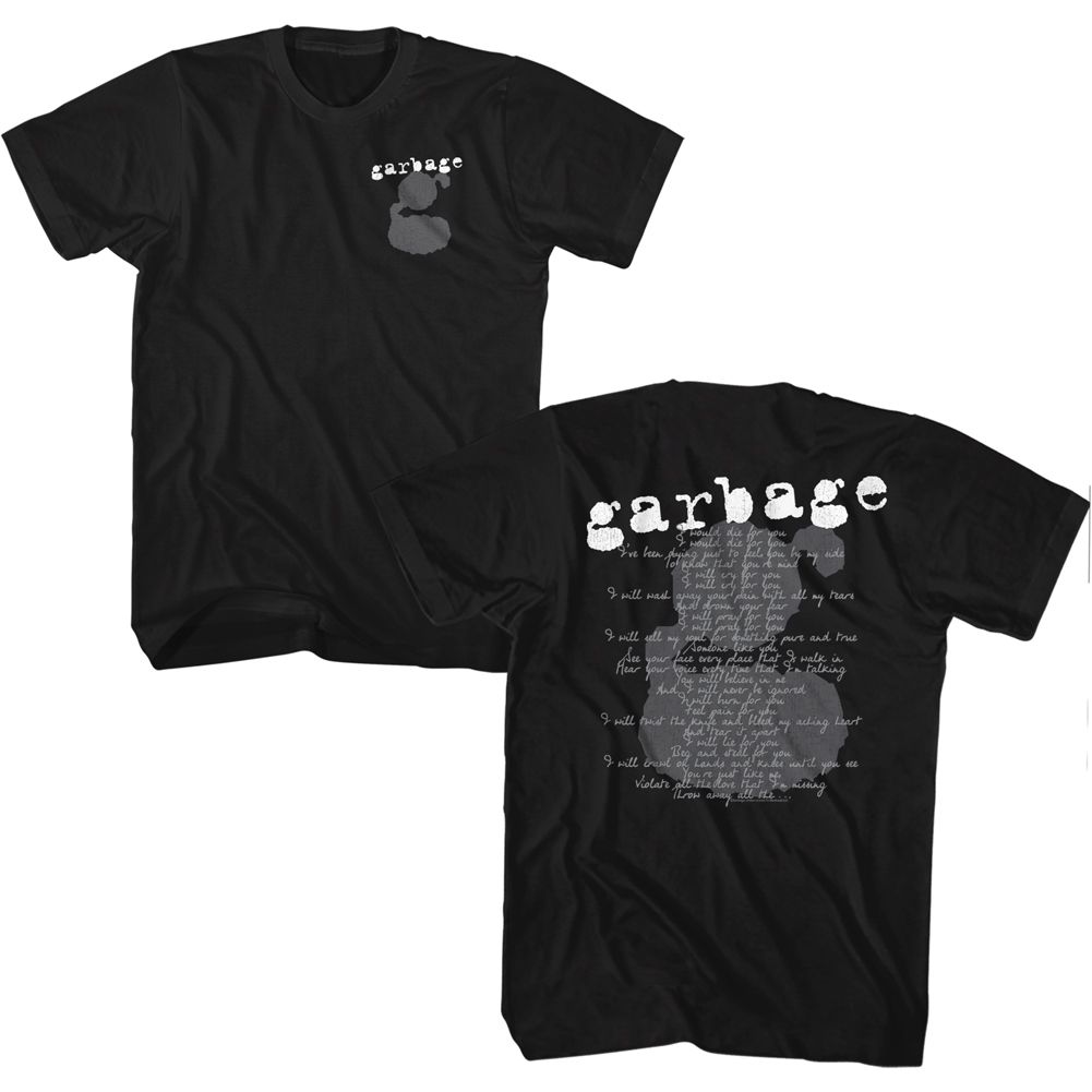 Garbage - 1 Crush Lyrics - Short Sleeve - Adult - T-Shirt