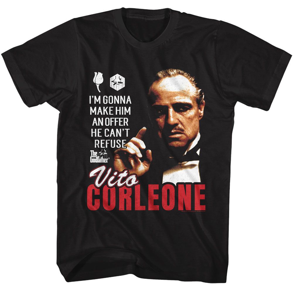 Godfather - Offer He Cant Refuse Corleone - Black Short Sleeve Adult T-Shirt