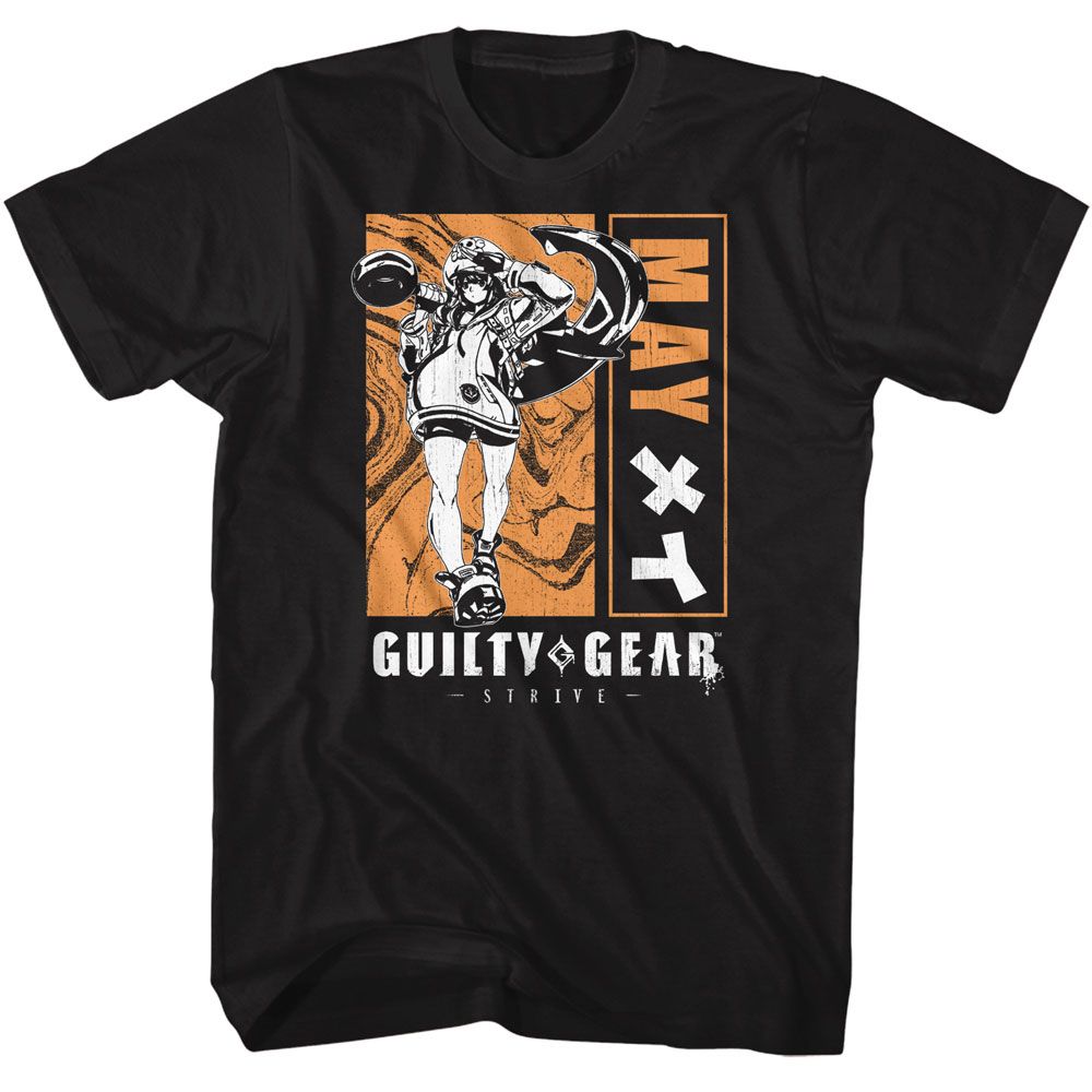 Guilty Gear - Blocked Out May - Black Front Print Short Sleeve Adult T-Shirt