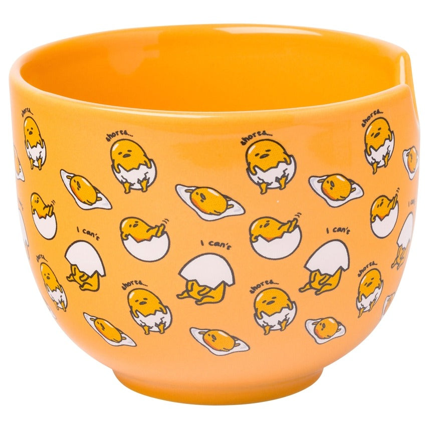 Sanrio Gudetama I Can't Lazy Yellow Egg Ceramic Ramen Noodle Rice Bowl with Chopsticks Microwave Safe 20 Ounces