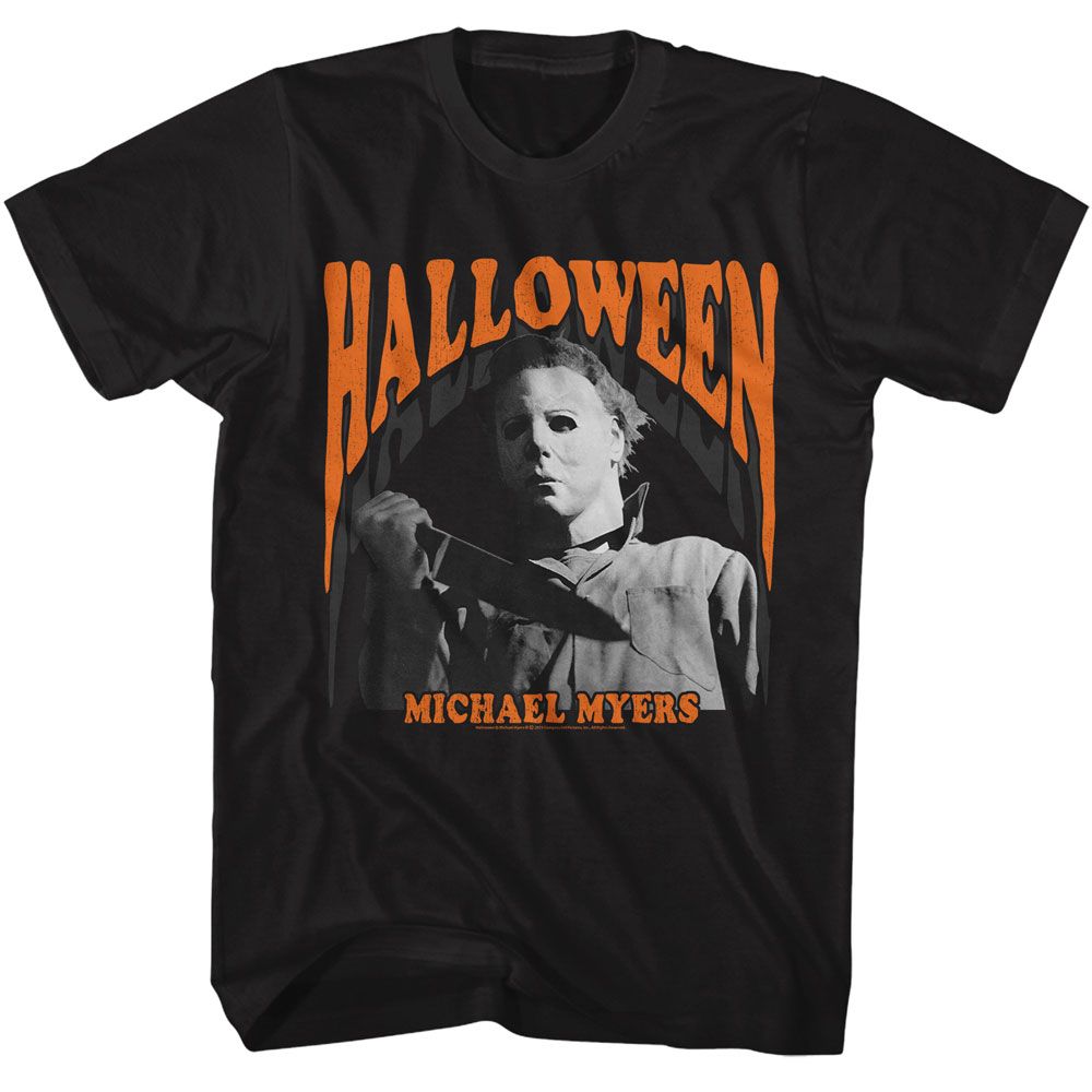 Halloween - Melt - Black Front Print Short Sleeve Solid Adult T-Shirt