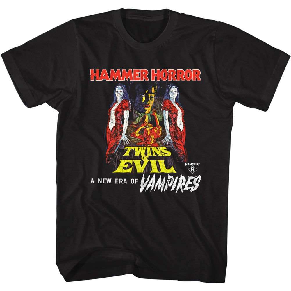 Hammer Horror - Twins Of Evil Poster - Short Sleeve - Adult - T-Shirt