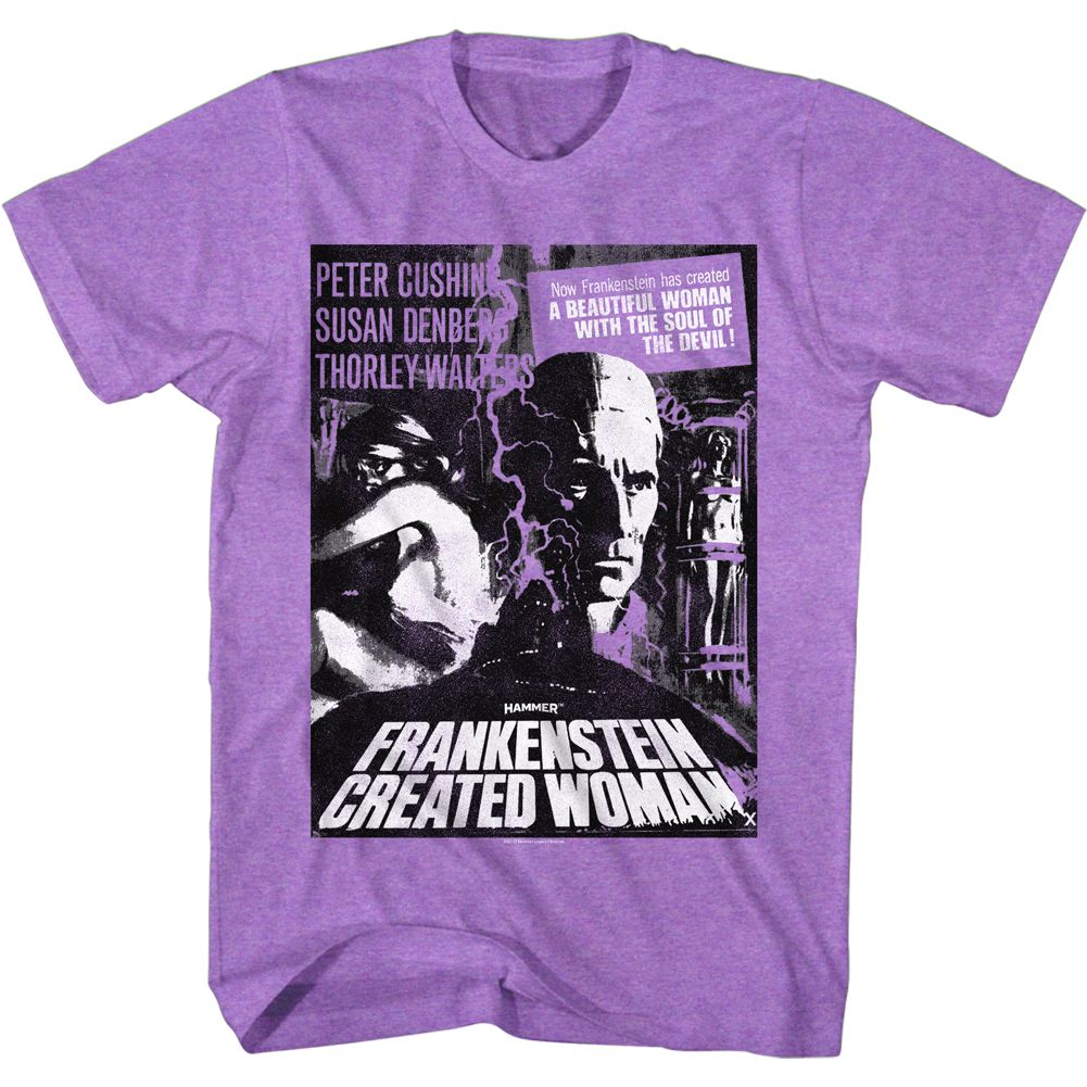 Hammer Horror - Frankenstein Woman Poster - Short Sleeve - Heather - Adult - T-Shirt