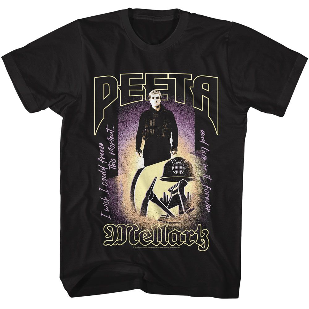 Hunger Games - Peeta Mellark - Black Front Print Short Sleeve Adult T-Shirt
