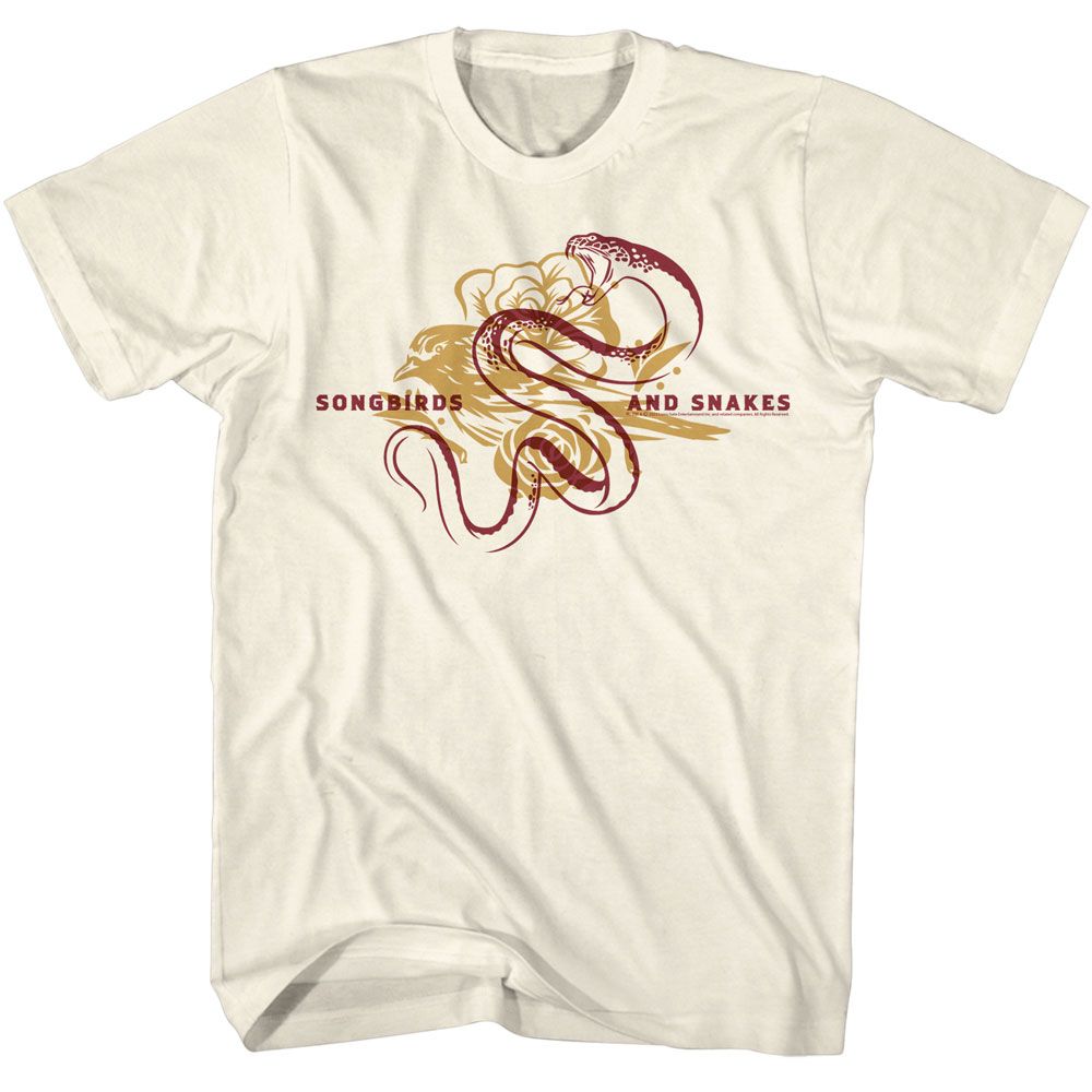 Hunger Games - Bird And Snake Overlay - Off-White Short Sleeve Adult T-Shirt