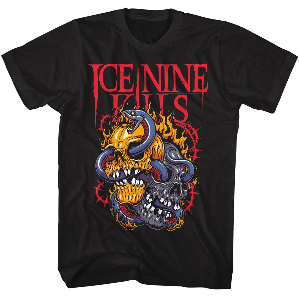 Ice Nine Kills Snake Skulls Black Solid Adult Short Sleeve T-Shirt