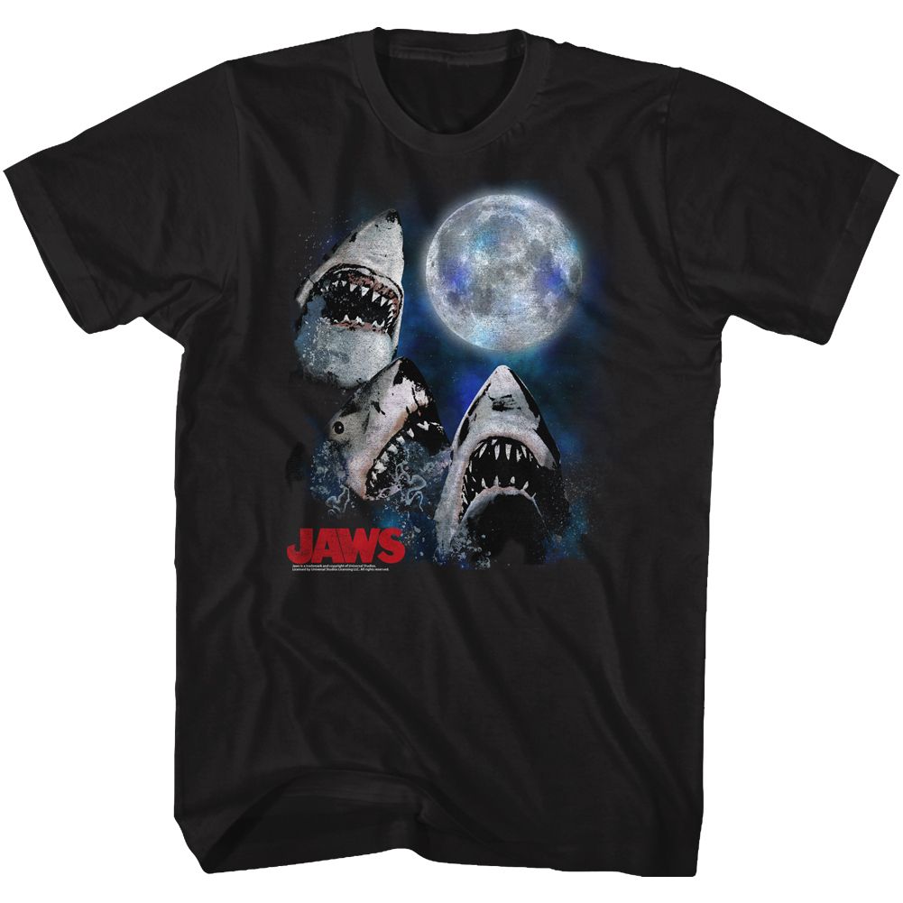 Jaws - Three Shark Moon - Short Sleeve - Adult - T-Shirt