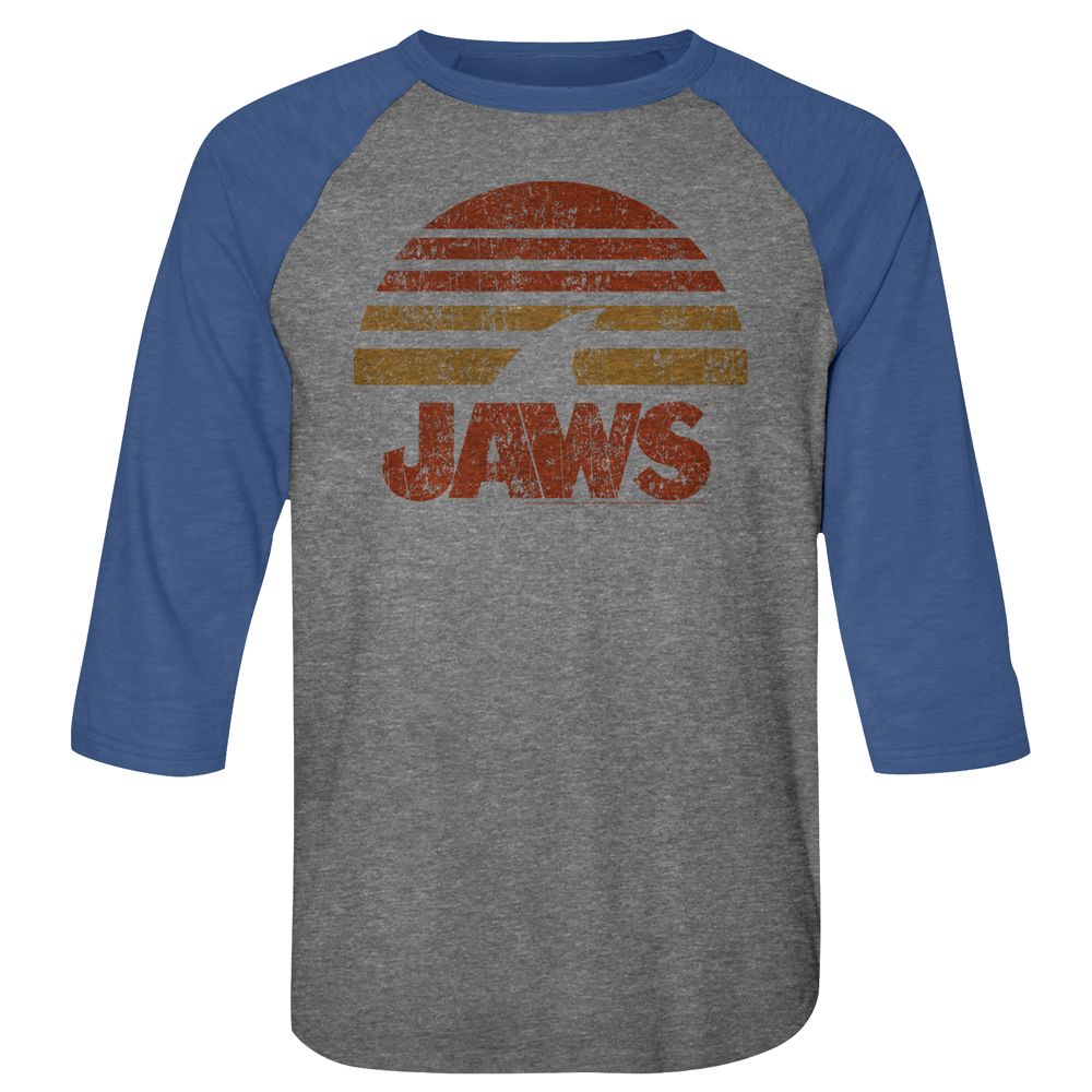 Jaws - Shark Sun - 3/4 Sleeve - Heather - Adult - Raglan Shirt