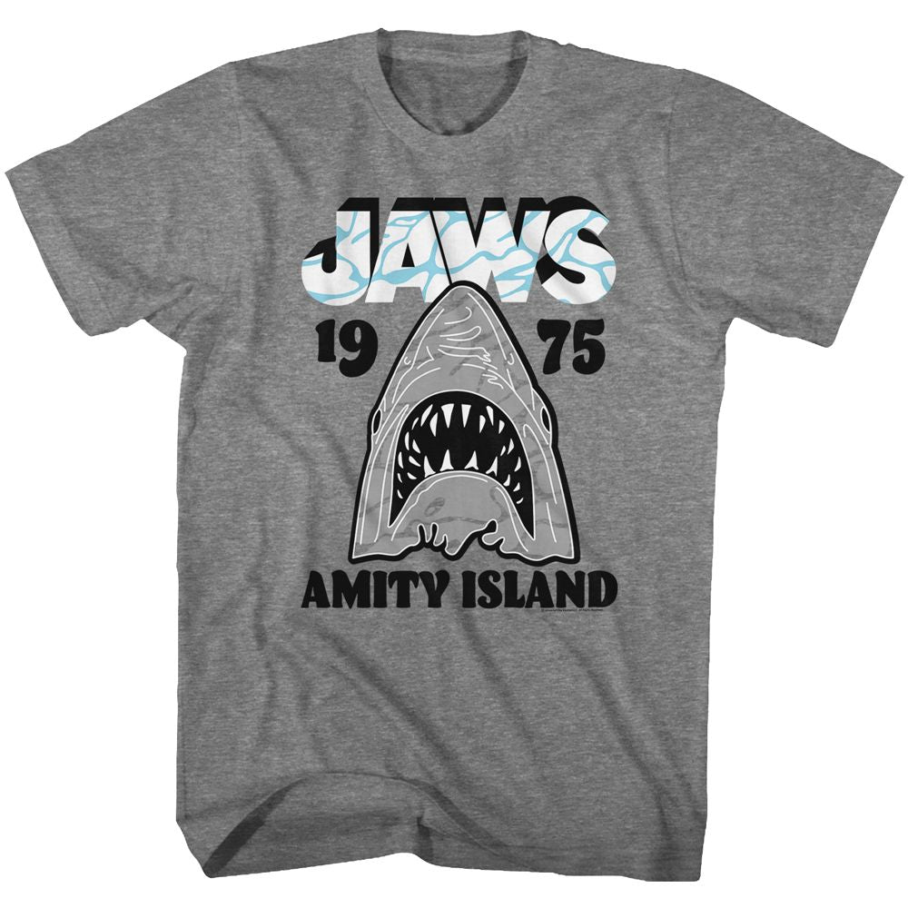 Jaws - Gray White - Short Sleeve - Heather - Adult - T-Shirt